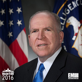 CIA Director John Brennan Selected to 2016 Wash100 for Tech Security, Intell Collaboration Leadership