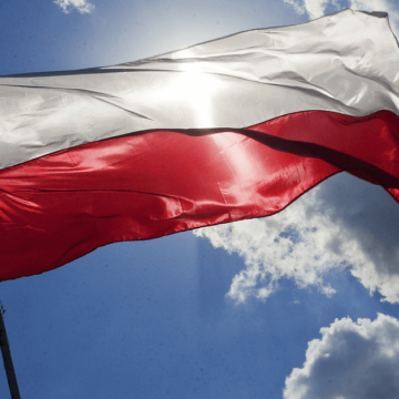 poland flag fluttering