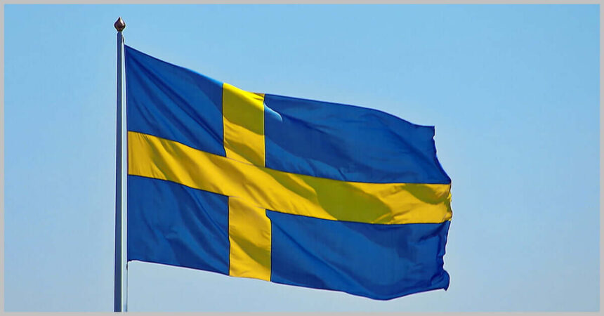 sweden flag fluttering