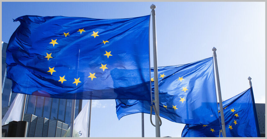 three european union flags